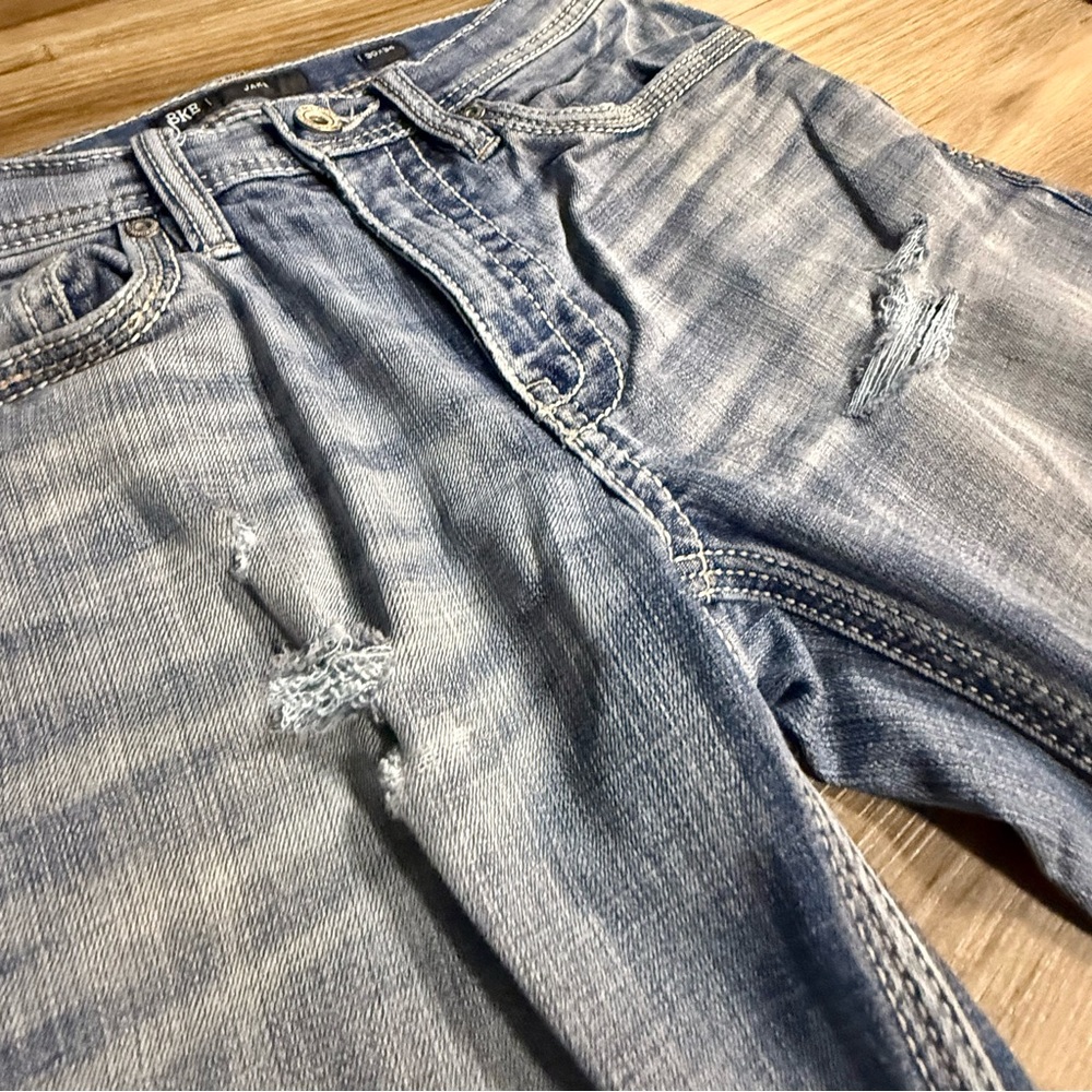 BKE Men's Jake Bootcut Faded Blue Distressed Jeans 30 x 34 - Picture 10 of 14